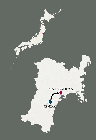 Map showing the route from Tokyo to Matsushima